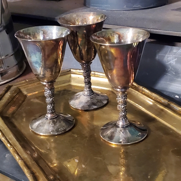Mark Down!!                     Valero silver plated goblets (11) with Tray - Picture 7 of 7